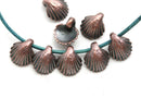 8pc Antique Copper Small shell charms 9mm
