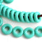 8mm Turquoise Green rings, Czech beads, for leather cord - 30Pc