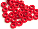 8mm Dark Red rings, Czech glass beads, for leather cord - 30Pc