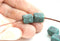 11x8mm Patinated tube beads, Cube greek ceramic Copper plated 4pc