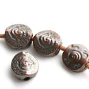 4pc Antique Copper Spiral metal beads, coin shape 9mm