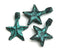 4pc Sea star charms 22mm, Green patina