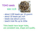 11/0 Toho seed beads, Inside color Grey Black Opaque Yellow Lined, N 246 - 10g