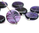 17mm Purple czech glass coin beads Round tablet shape - 8Pc