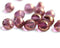 8mm Amethyst Purple glass czech beads with dark golden luster, round cut fire polished - 15Pc