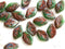 12x7mm Mixed Rustic Green Leaf beads Green Brown leaves - 25Pc