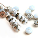6x3mm Opal Blue Rondelle beads, Silver coating fire polished - 25Pc