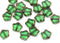 8mm Green czech glass star beads Old Gold luster Fire polished - 20Pc