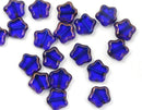 8mm Small Star beads, Dark Blue czech glass beads, Old Gold luster - 20Pc