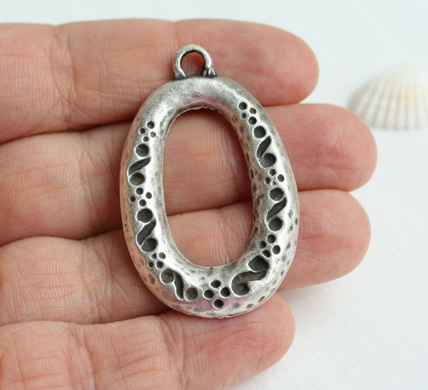 Antique Silver Oval Boho pendant bead