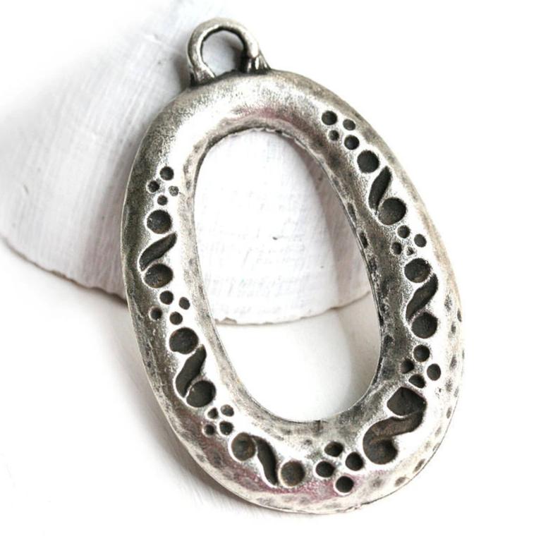 Antique Silver Oval Boho pendant bead