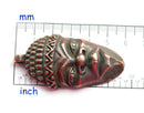 Extra Large African Mask pendant bead, Antique Silver
