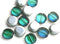 10x9mm Green and Silver czech glass beads, oval shape - 15Pc