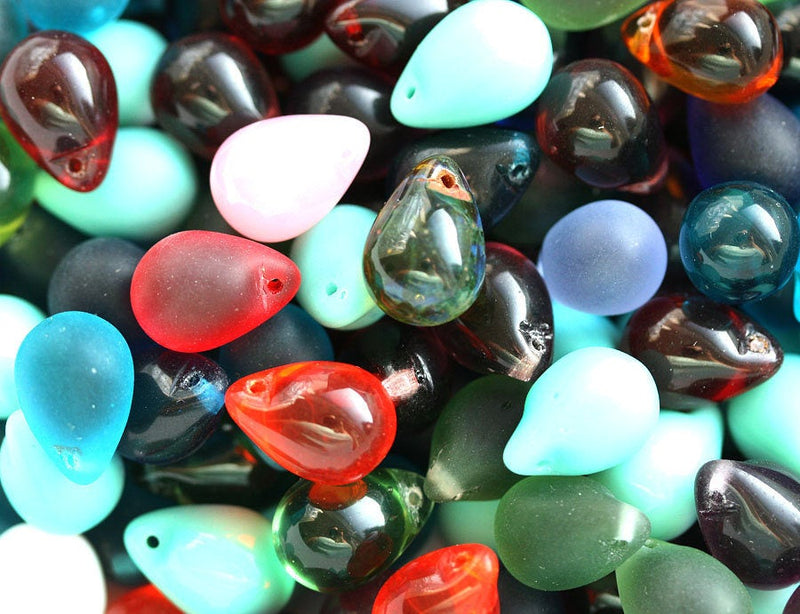 20pc Drop beads mix, Teardrop beads Second CHOICE, czech glass - 10x14mm