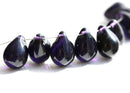 6Pc Dark Royal Purple czech glass Teardrop beads - 10x14mm