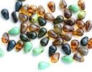 4x6mm Tiny glass drops beads mix in Earthy colors - 50pc