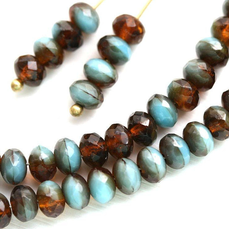 3x5mm Mixed Blue and Brown Topaz czech glass beads - 40Pc