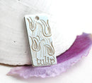 Silver Tulip charm, Sterling silver flower, silver tulip flower pendant, rectangle charm, 925 silver, 17mm - 1pc - F364