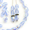 40pc Blue teardrop beads AB finish, czech glass pear beads - 7x5mm