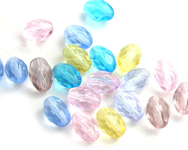 11x8mm Glass beads mix in Lollipop colors, czech glass fire polished - 20Pc