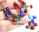 40pc Jewel tones teardrop beads mix, Blue Red Purple Teal czech glass pear beads- 7x5mm