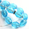 11x8mm Aqua Blue oval czech glass fire polished barrel beads - 20Pc