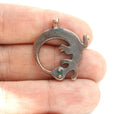 Lizard Circle pendant, Antique Copper Gecko