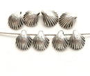 8pc Small shell charms, Antique Silver