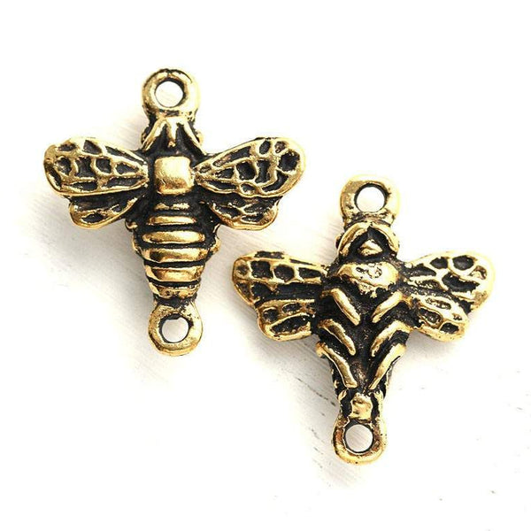 2pc Antique Golden Large Bee connectors