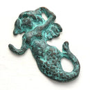 Extra Large Mermaid pendant, Green Patina