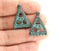 2pc Pyramid Eye triangle charm, Green Patina on copper