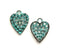 2pc Green Patina Filigree Heart charms 20mm