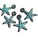 4pc Copper Starfish charms Green patina 18mm