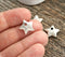 4pc Primitive Antique Silver Star charms 13mm
