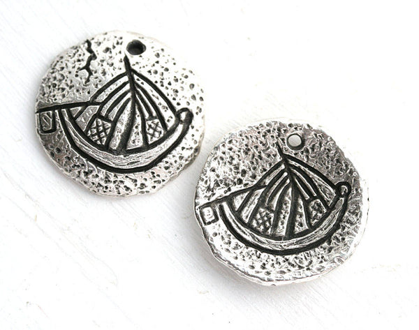 Antique Silver Cave drawings Inspired pendant bead