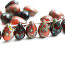 20pc Teardrop beads mix in Orange and Dark Red fall colors - 6x9mm