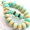 4x7mm Rondelle beads, Matte Turquoise Green and Beige mixed - 25Pc