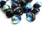 7x11mm Black Saucer Czech glass beads Rainbow finish - 20Pc