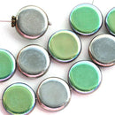 15mm Coin Czech Silver beads with mirror finish, round tablet beads - 10Pc