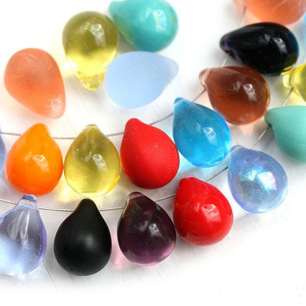 20pc Drop beads mix, Teardrop beads Second CHOICE, czech glass - 10x14mm