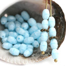6x4mm Sky Blue rice beads Сzech glass oval fire polished small beads - 50Pc