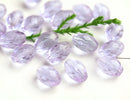 11x8mm Lilac barrel beads, Light purple czech glass fire polished oval beads - 20Pc
