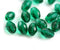 11x8mm Teal Green barrel beads, czech glass fire polished oval beads - 20Pc