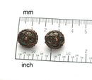 15mm Antique Copper Ornament Lentil beads 2Pc