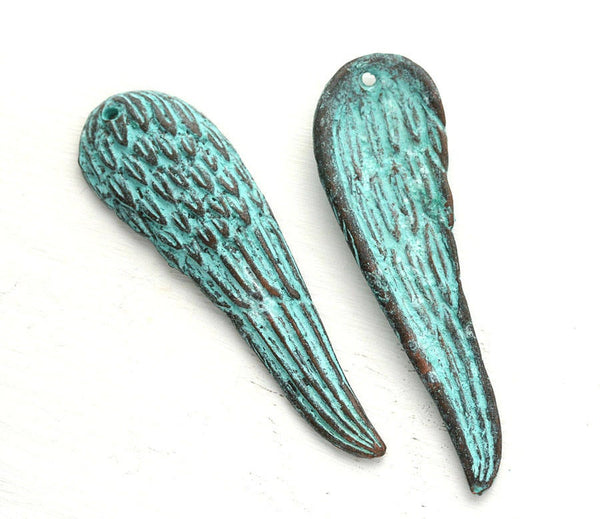 Angel Wing pendant bead Green patina
