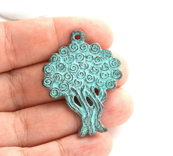 Tree of Life pendant bead, Green Patina