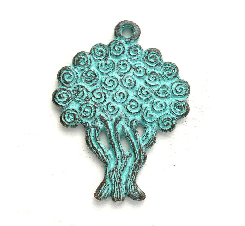 Tree of Life pendant bead, Green Patina