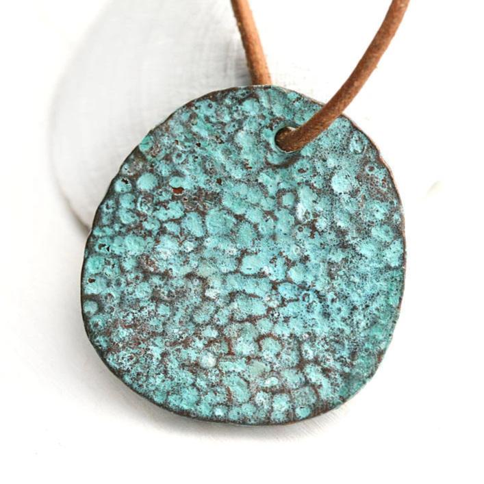 Pendant bead Double sided Oval hammered pendant