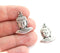 2pc Antique Silver Buddha face charms