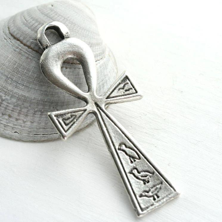 Antique silver ankh pendant, Egyptian symbol of life